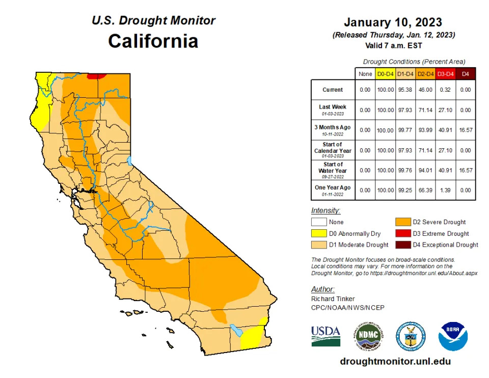 U.S. Drought Monitor map 