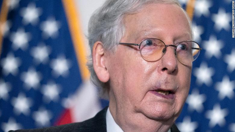 Senate Majority Leader Mitch McConnell speaks during a news conference following the weekly Senate Republican policy luncheon on Capitol Hill on October 20, 2020.