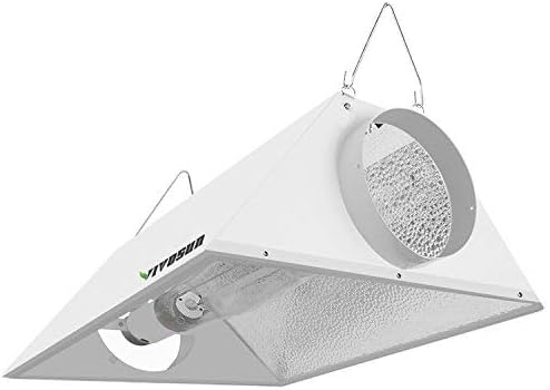 VIVOSUN Hydroponics 6" Air Cooled Grow Light Reflector for 250/400/600/1000W HPS/MH Bulbs - High-Reflectivity Vega Aluminum Hood- with 1 Pair Rope Hanger, No Bulbs Included.